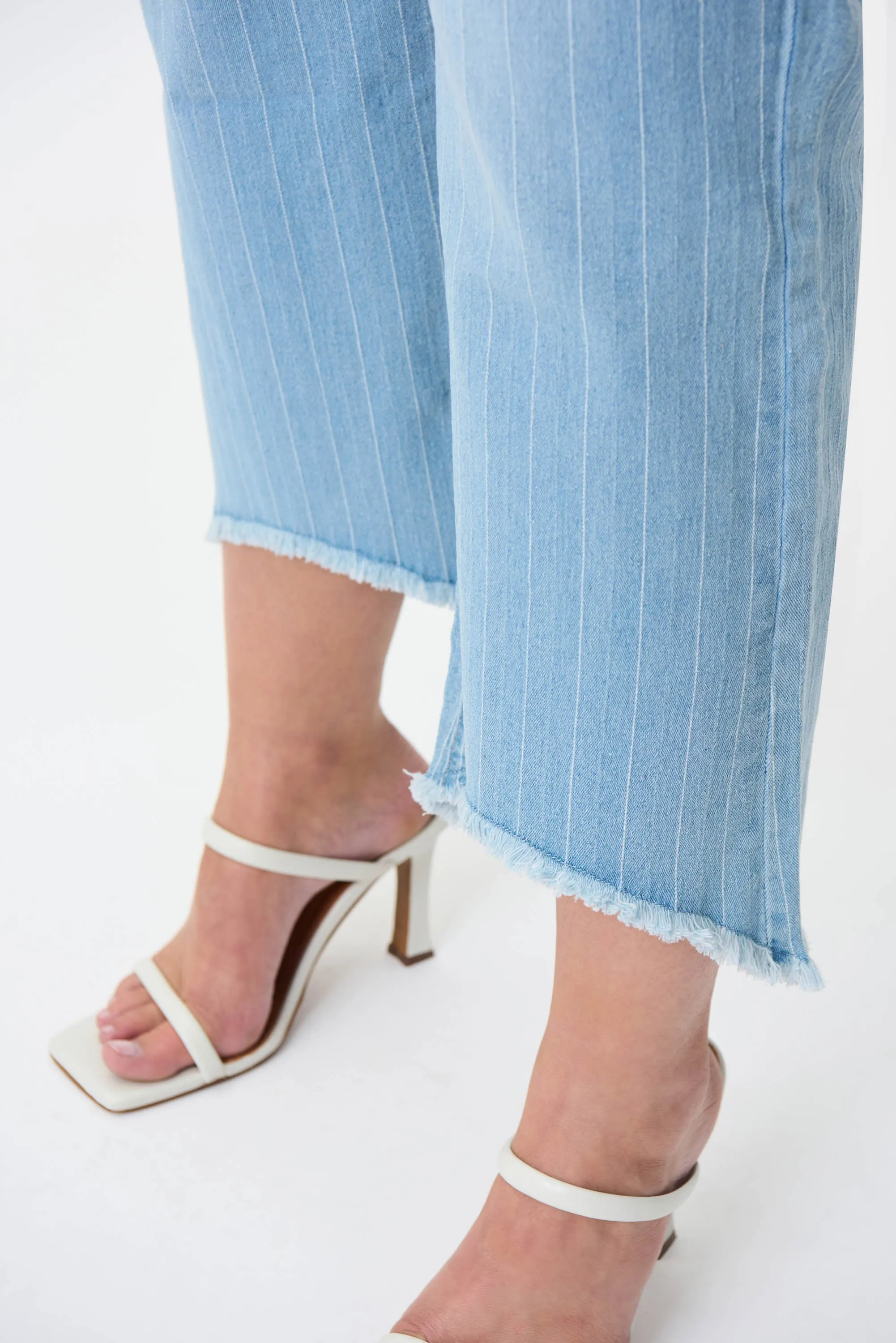 Light Wash Pinstripe Cropped Jeans