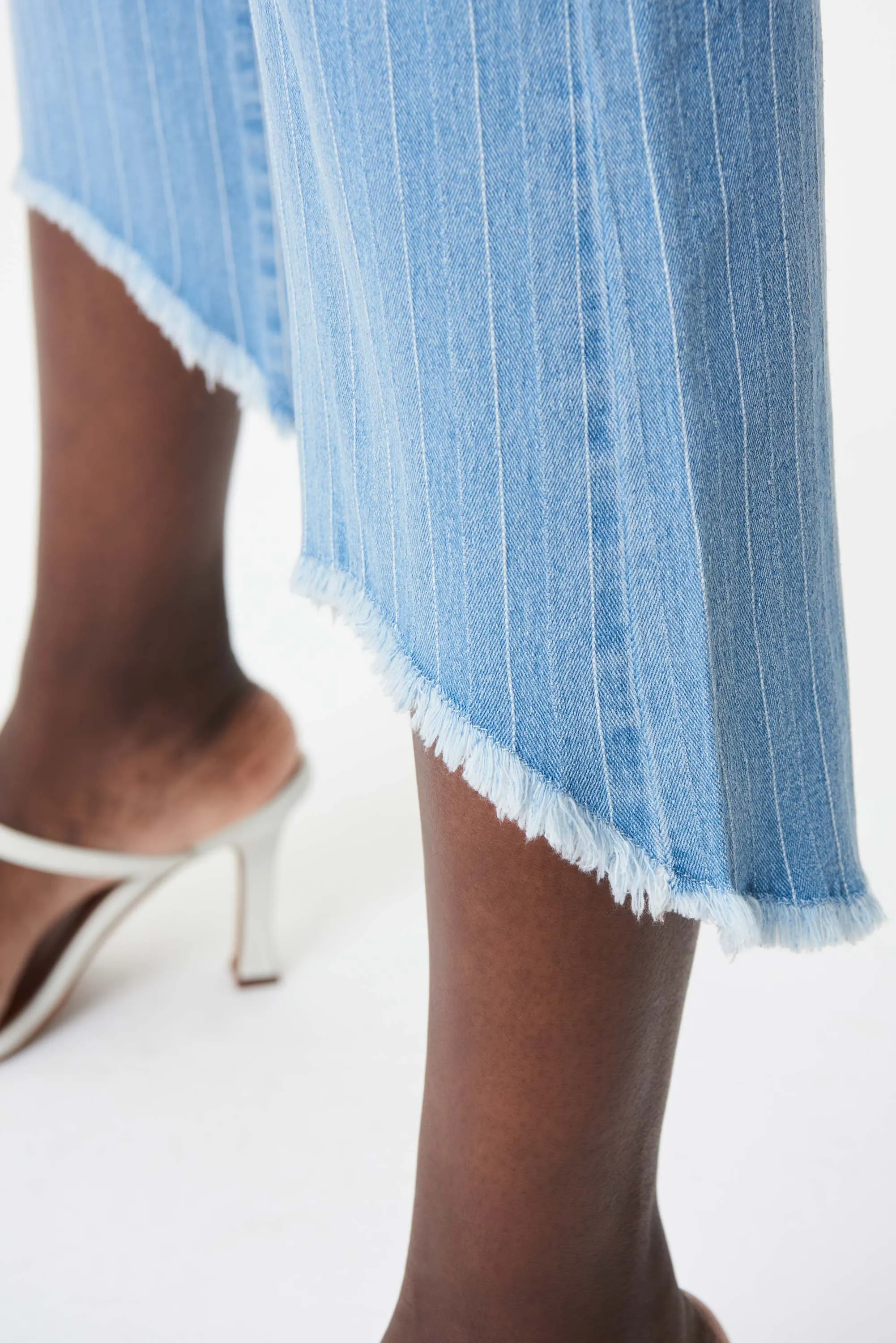 Light Wash Pinstripe Cropped Jeans