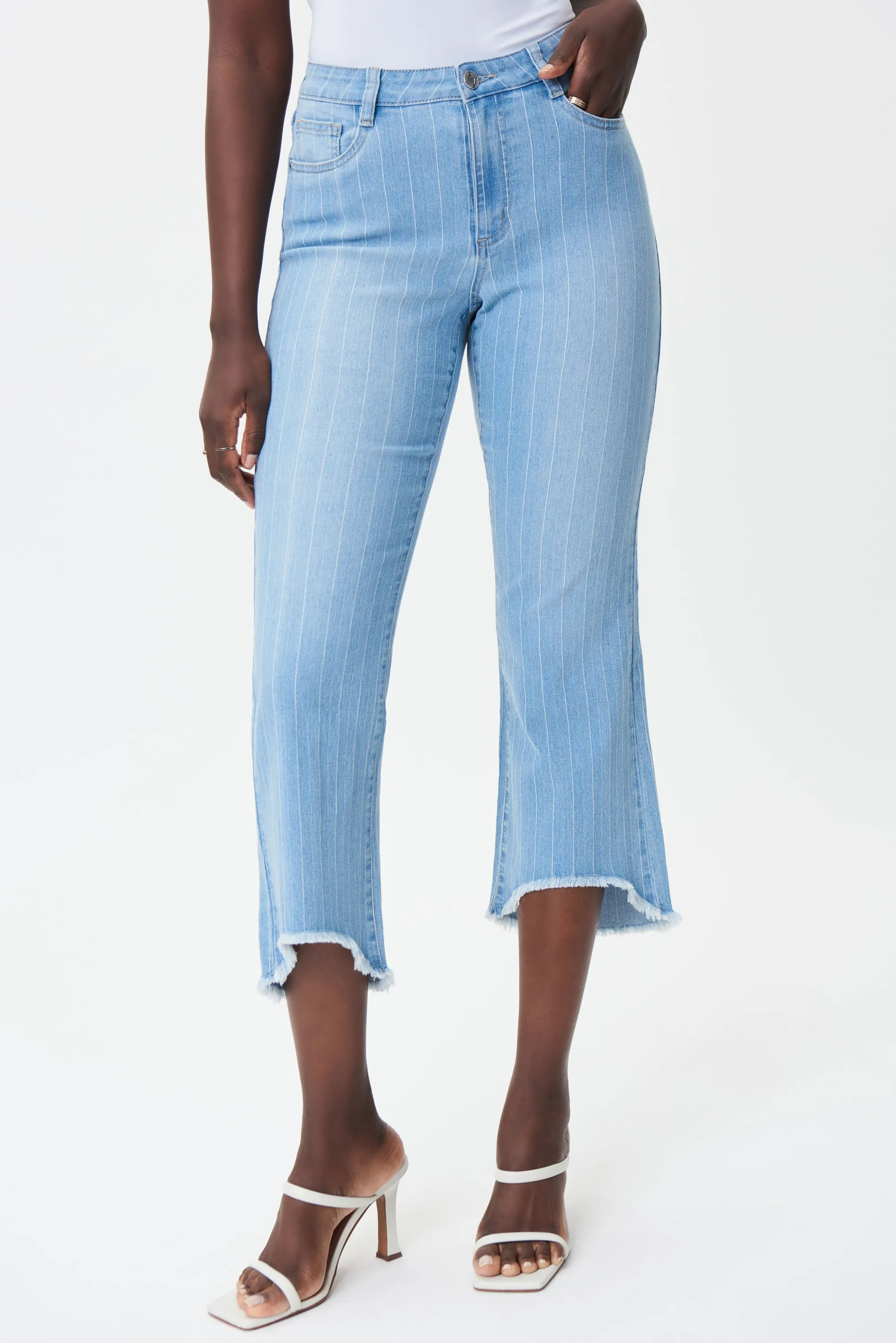 Light Wash Pinstripe Cropped Jeans
