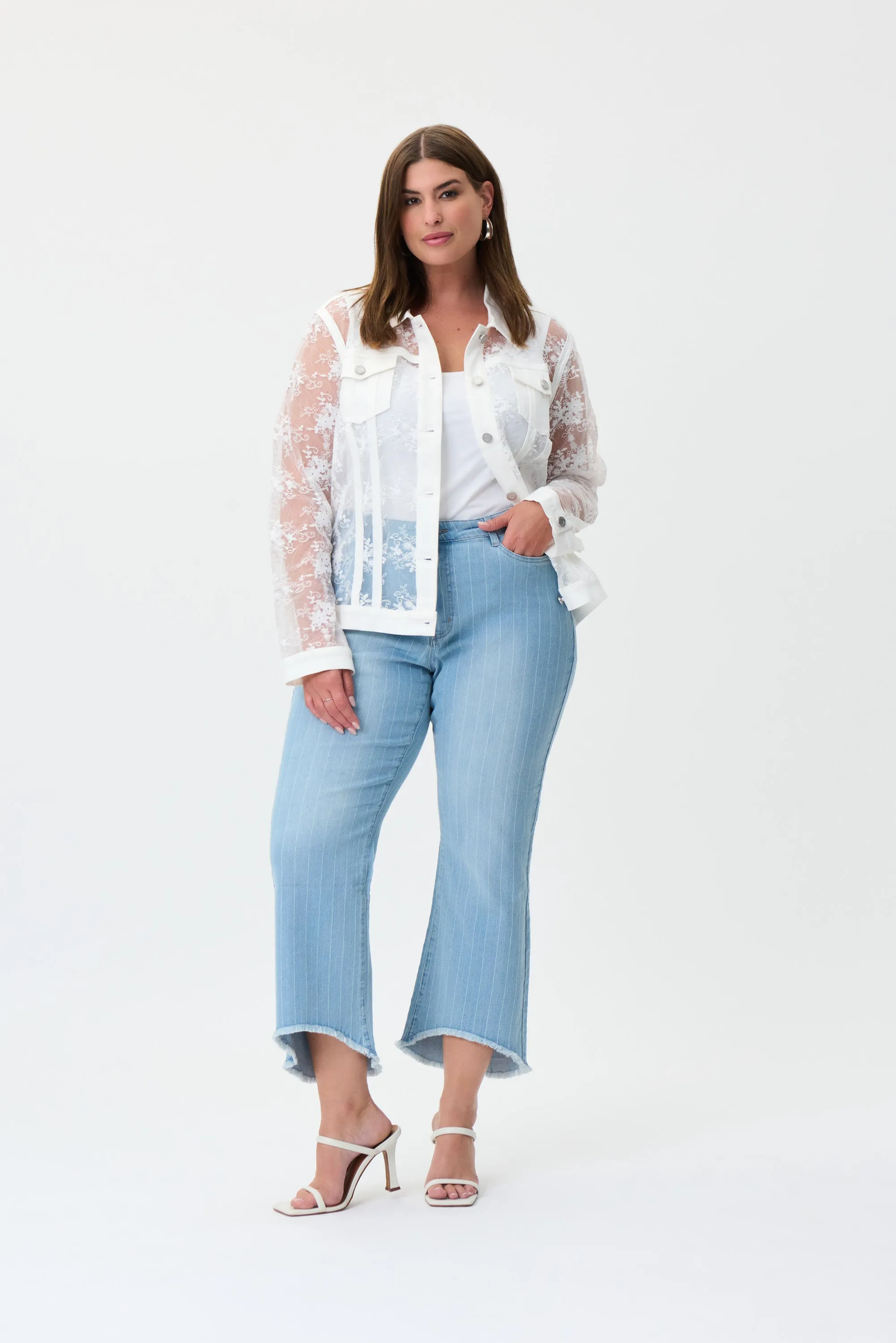 Light Wash Pinstripe Cropped Jeans