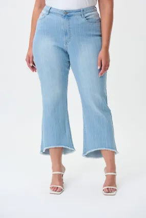 Light Wash Pinstripe Cropped Jeans