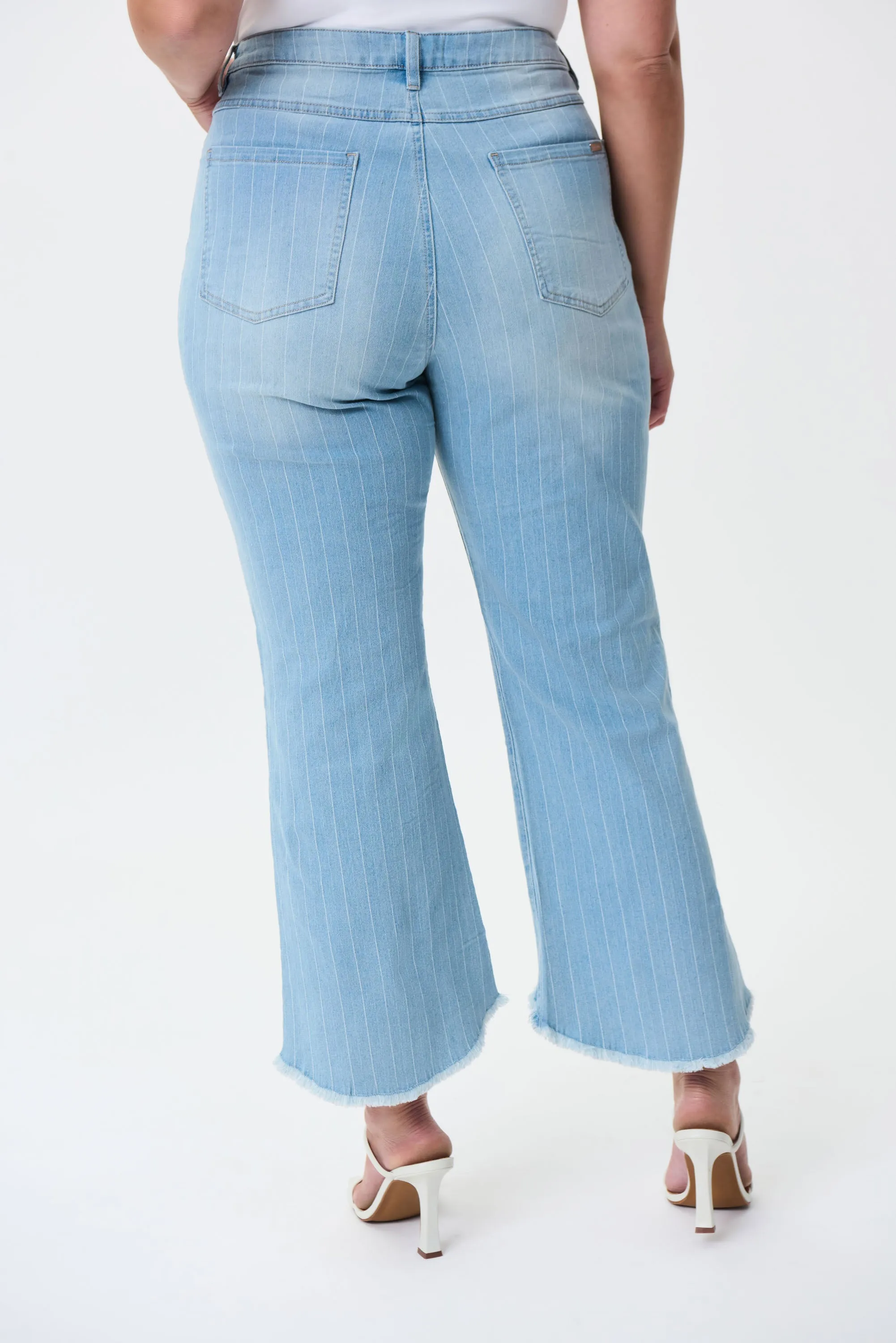 Light Wash Pinstripe Cropped Jeans