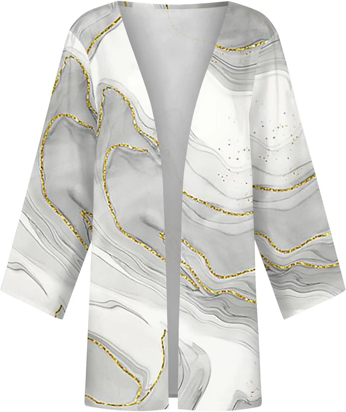 Long Sleeve Kimono for Womens Retro Print Casual Duster Blouse Tops Coat 3/4 Sleeve Jackets Lightweight Cardigans