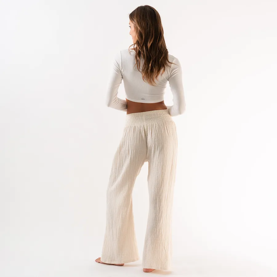LOTUS AND LUNA WIDE LEG COTTON PANTS CREAM