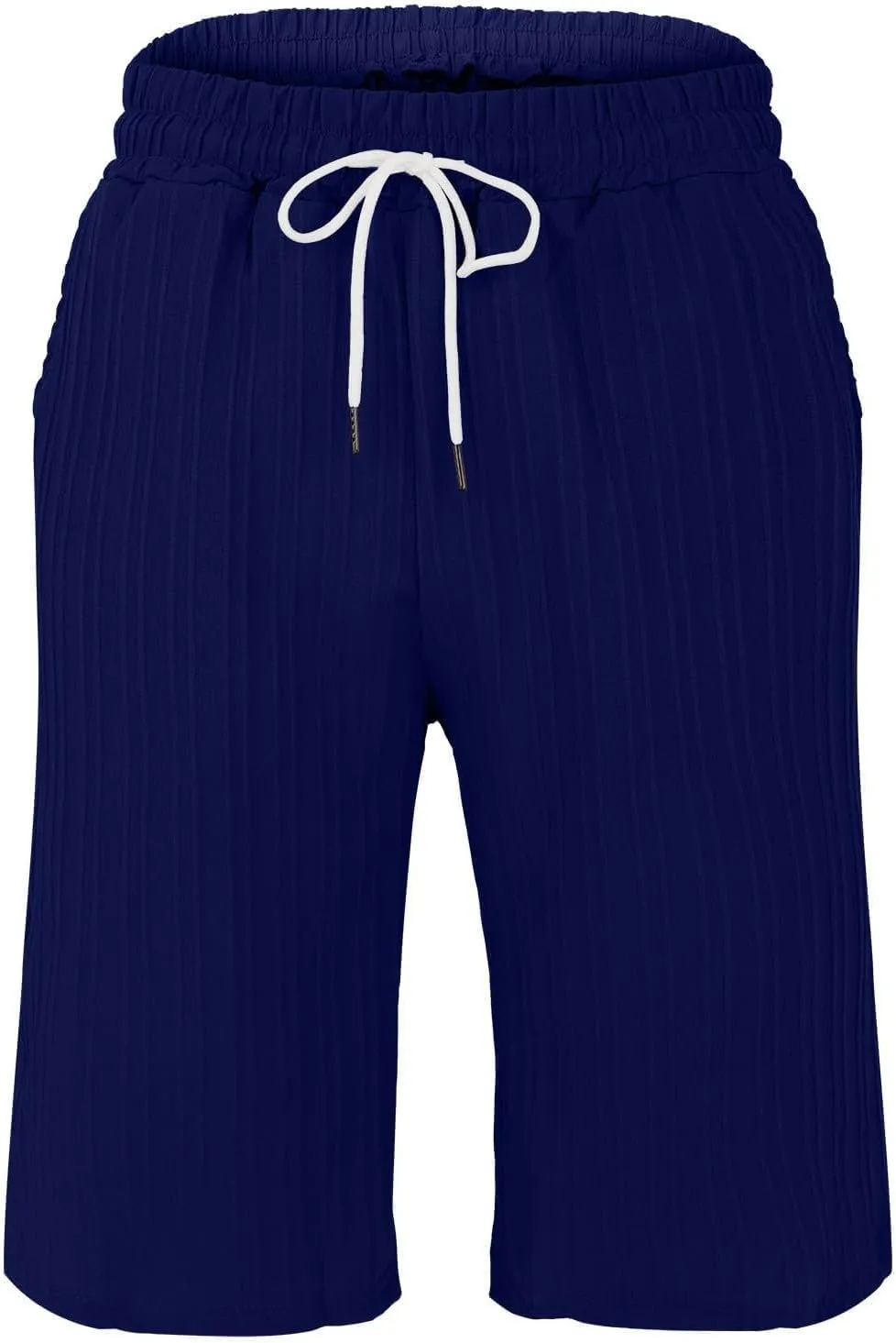 Men's Shorts Casual Loose 3/4 Shorts Drawstring Elastic Waist Baggy Wide Leg Casual Beach Yoga Trousers Shorts Men