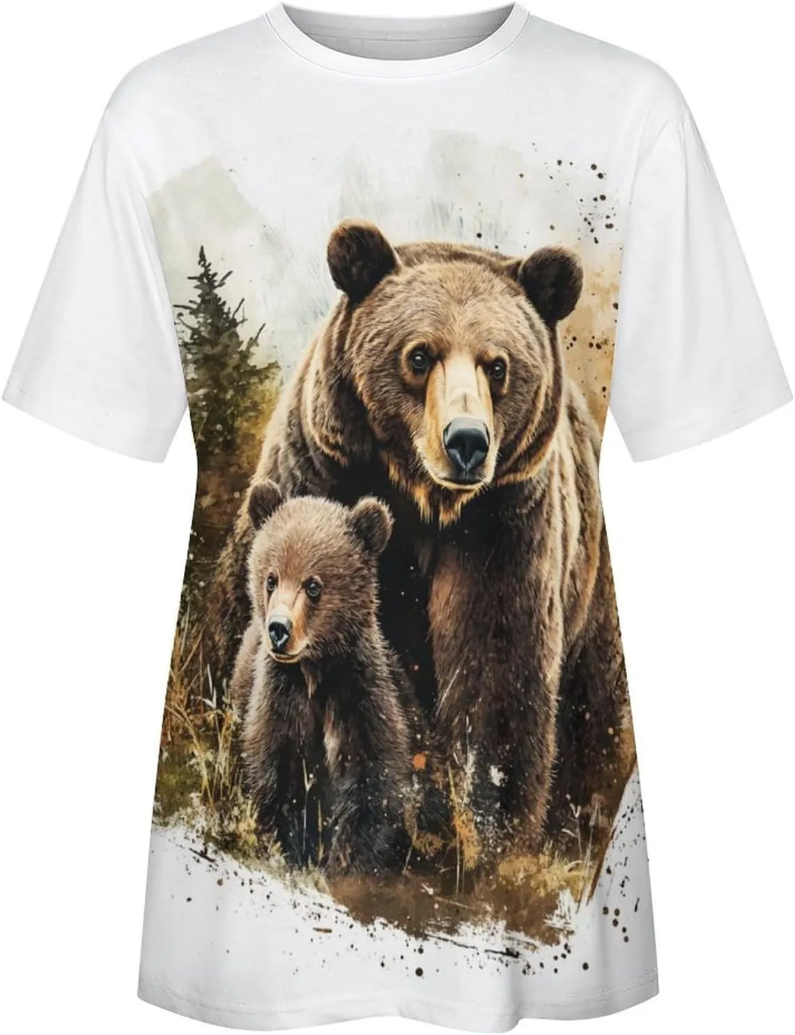 Mothers Day Shirt Animals Print Funny Casual Soft Comfy Short Sleeve Cotton Oversized Mama Daughter Matching Shirts