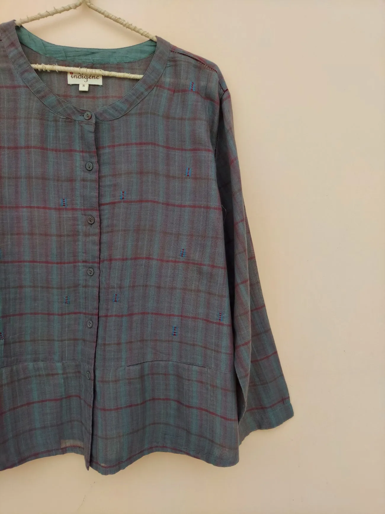 Oak Woven Gauze Plaid Top