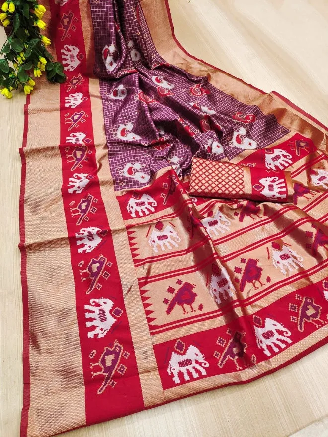 Propinquity Purple Soft Silk Saree With Murmurous Blouse Piece