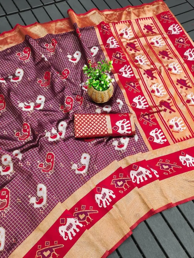 Propinquity Purple Soft Silk Saree With Murmurous Blouse Piece