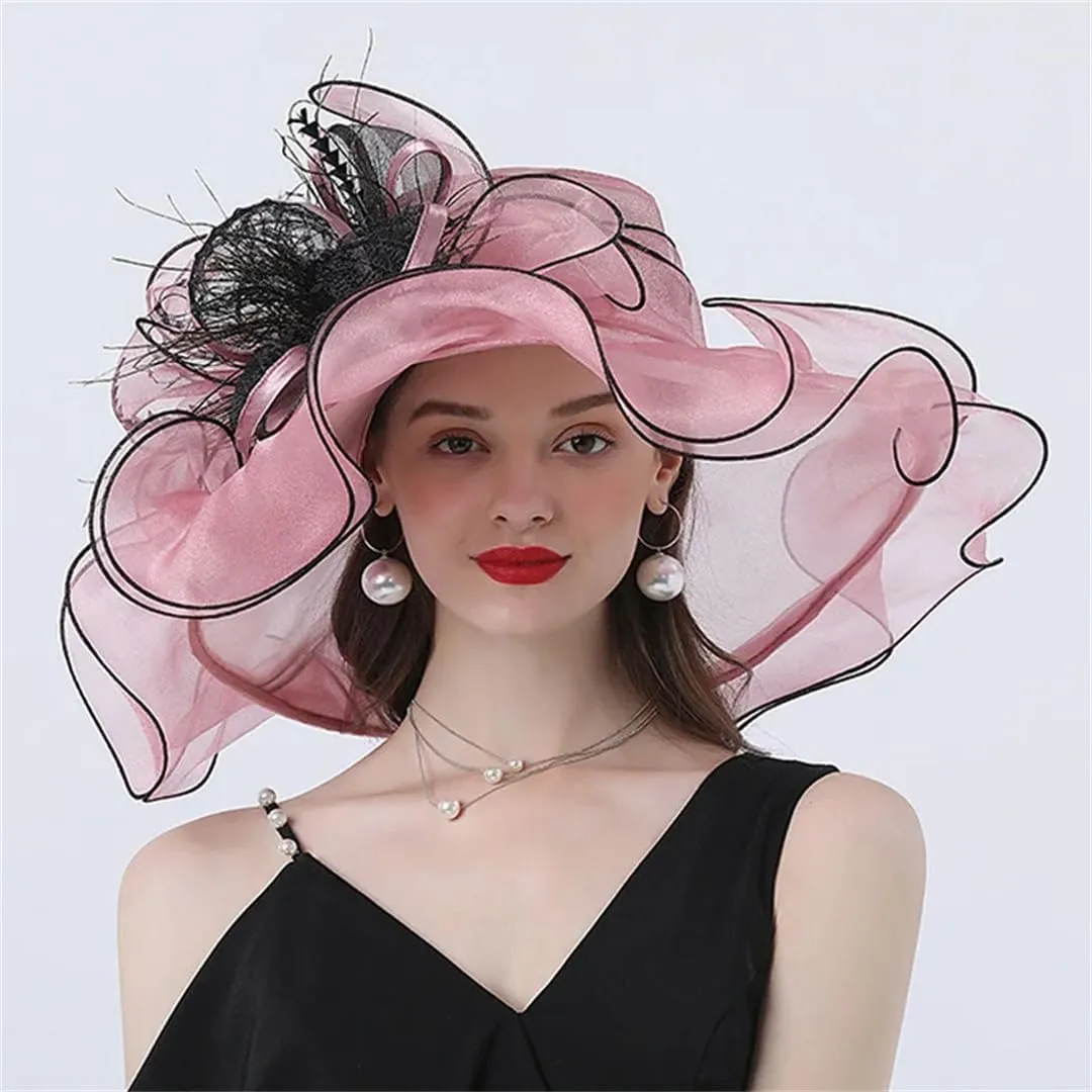 Retro Feather Large Hat Summer Sun Hat Beach Bucket Wide Brim Hat Hats(Army En8)