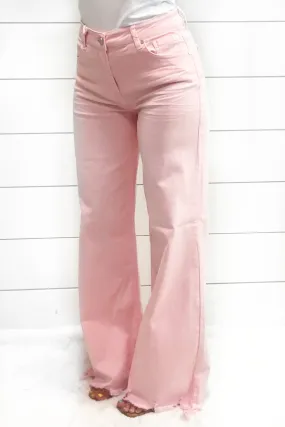 Risen Jeans - Lanie Wide Leg Jeans - Pink