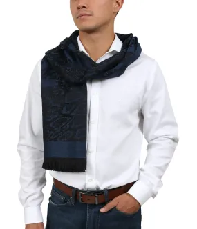 Roberto Cavalli ESZ066 04505 Navy Wool Blend Signature Mens Scarf