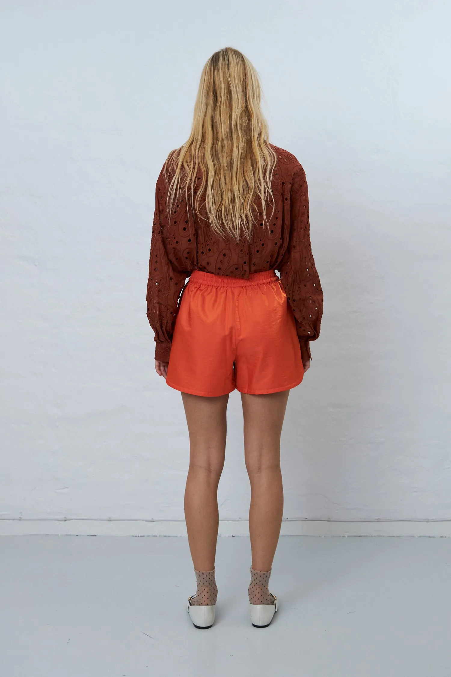 Shiny casual shorts - Orange Red