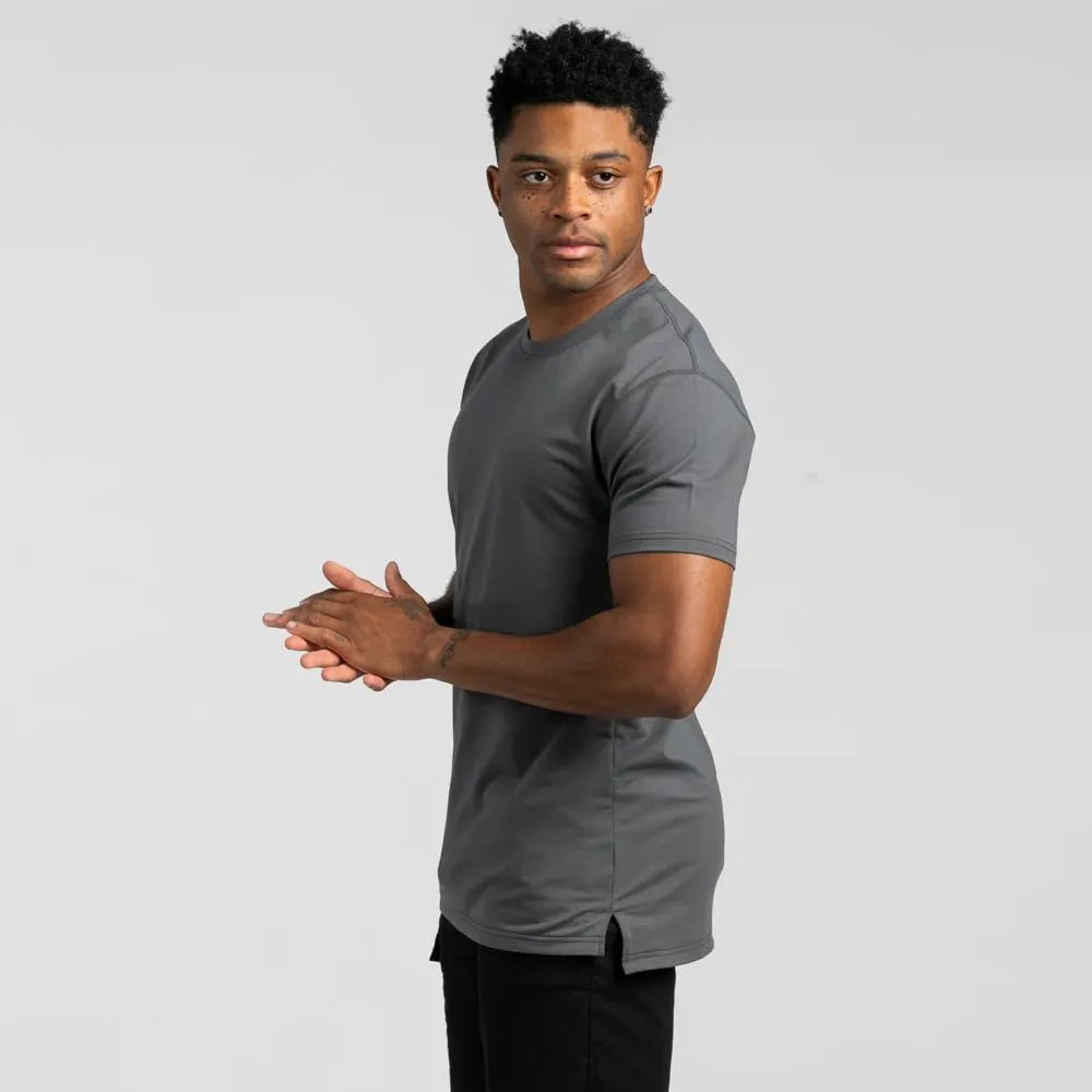 Split Hem Short Sleeve Men's T-Shirt - Polyester, Cotton, and Spandex Blend  Moisture Wicking, Breathable, Classic Fit