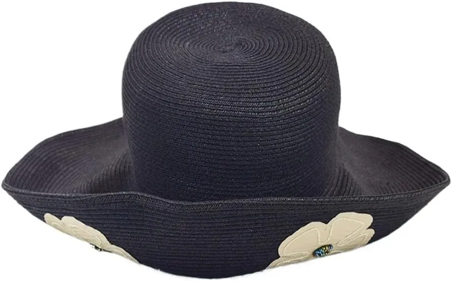 Spring and Wide Eaves Hat Women's Hundred Take Floral Embroidery Flip Brim Sunscreen Face Hat