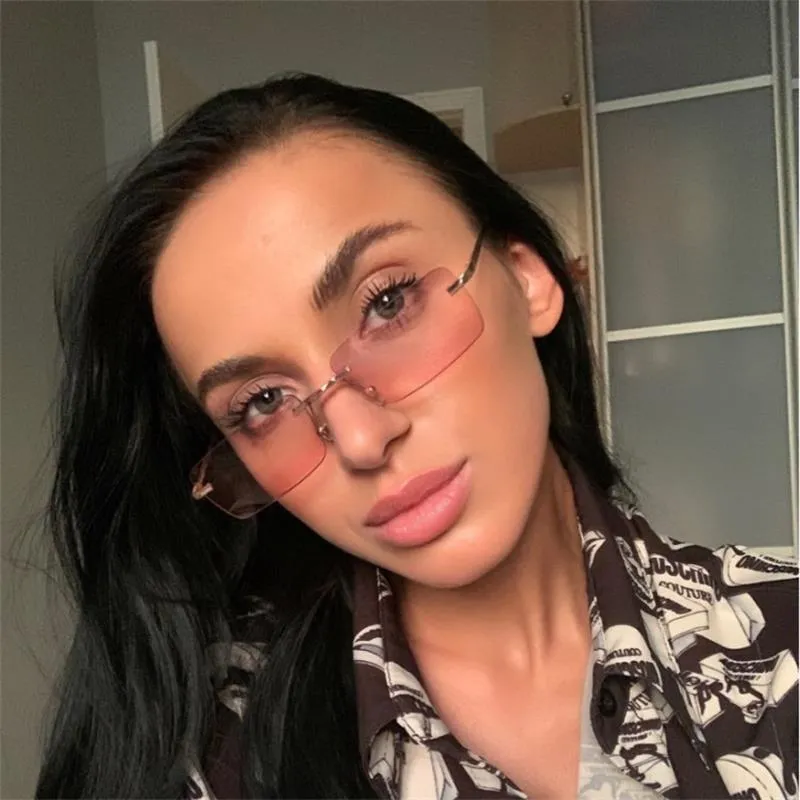Stylish Rimless Gradient Square Sunglasses