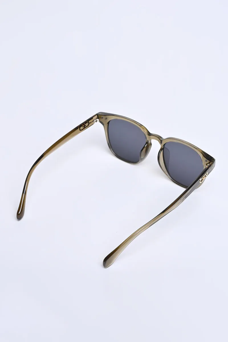 Stylish Square Brown Transparent Sunglasses