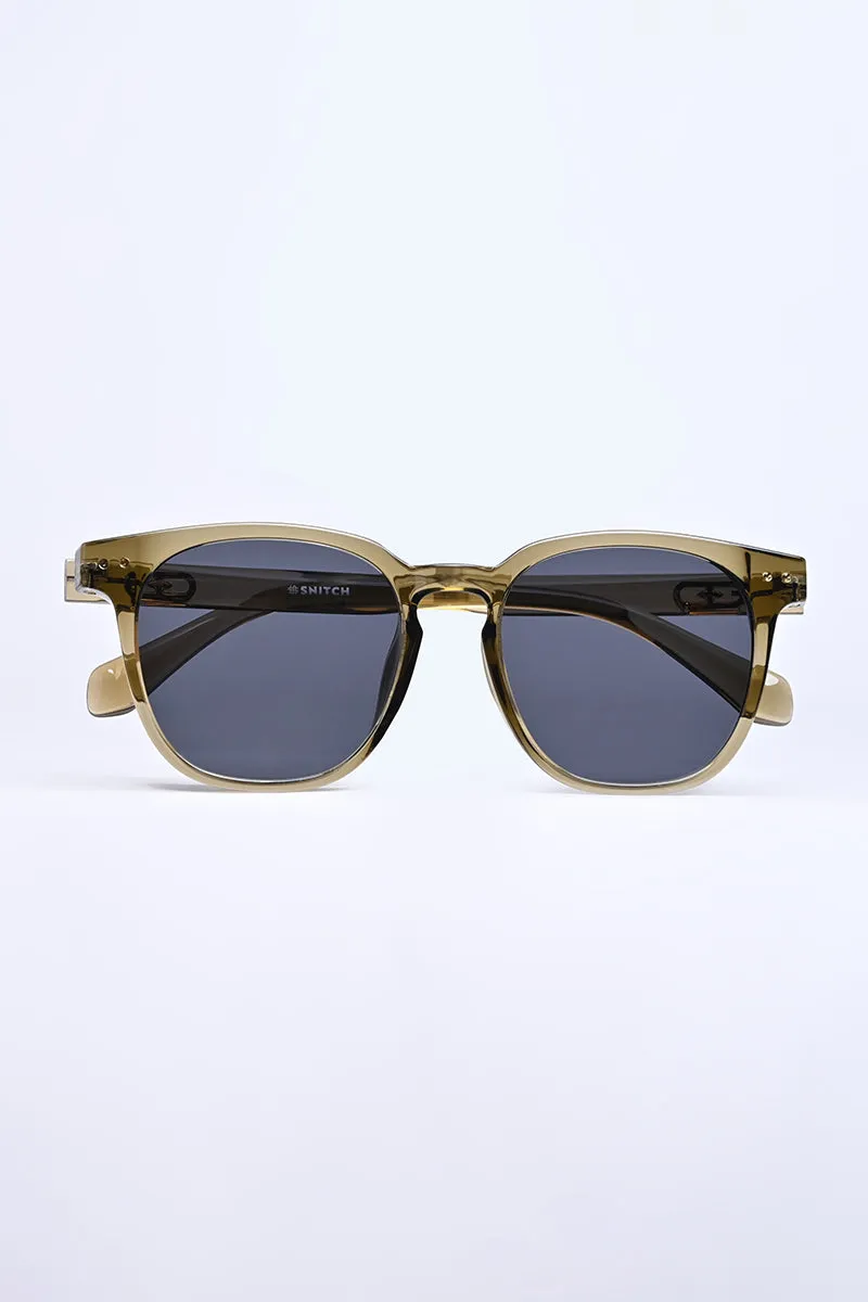 Stylish Square Brown Transparent Sunglasses