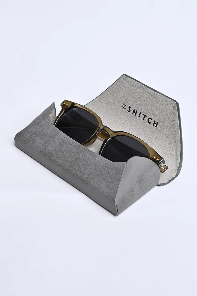 Stylish Square Brown Transparent Sunglasses