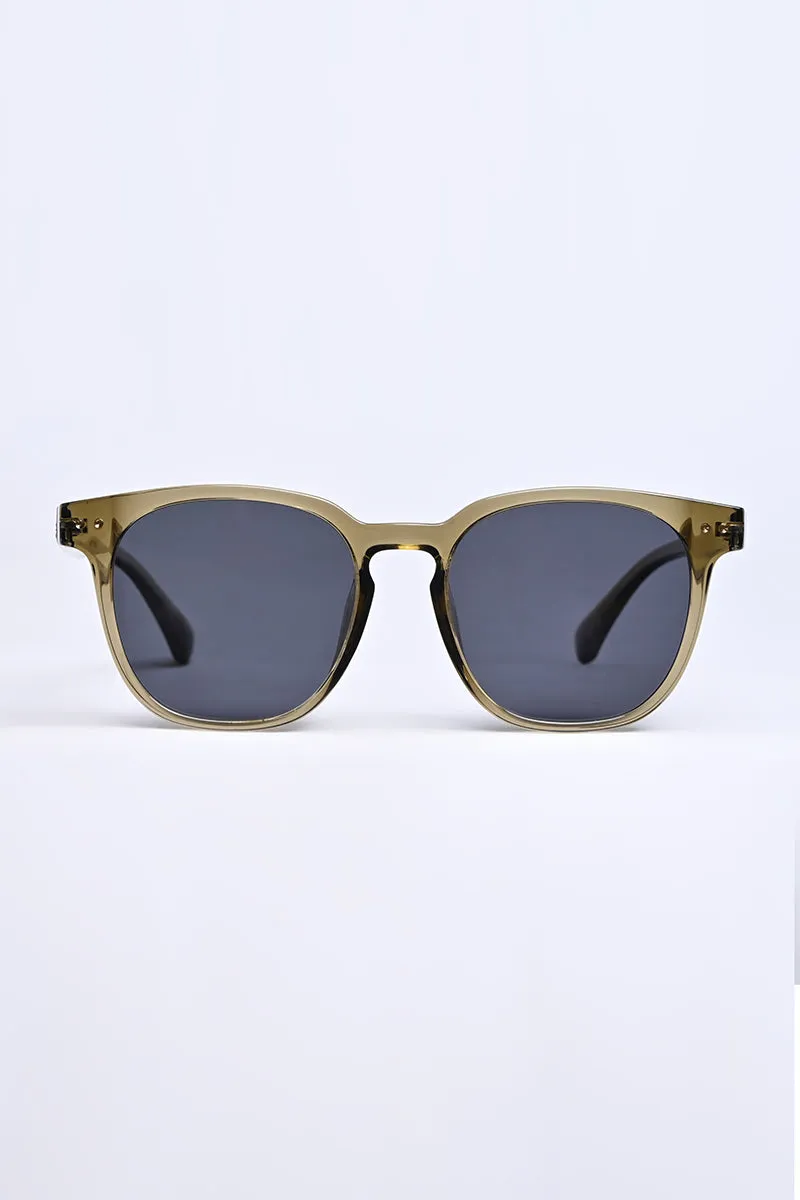 Stylish Square Brown Transparent Sunglasses