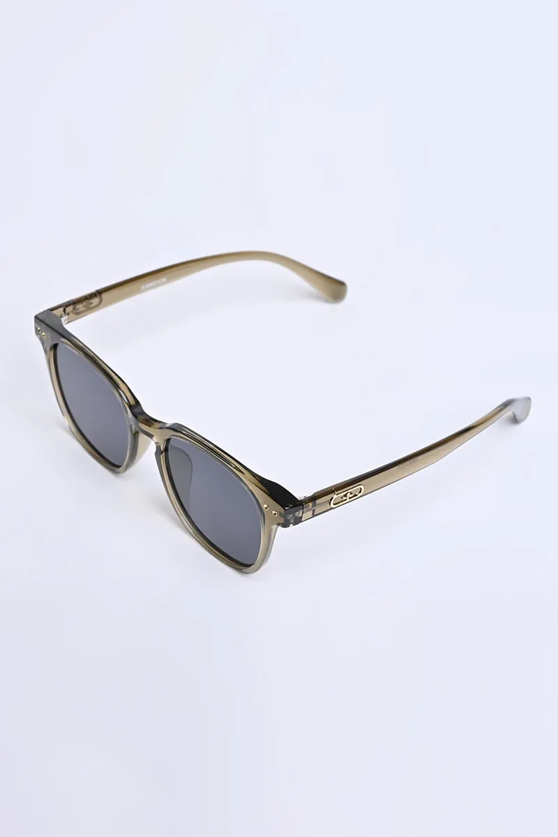 Stylish Square Brown Transparent Sunglasses