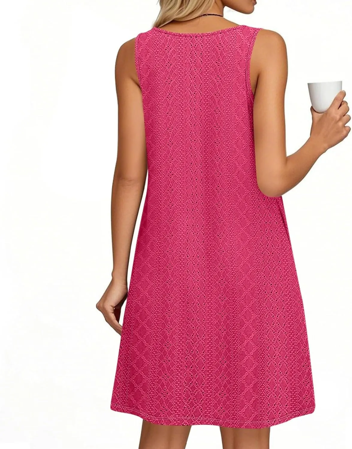 Summer Dresses for Women 2025 Loose V Neck Sleeveless Sundresses Beach Swimsuit Coverup Dress with Pockets