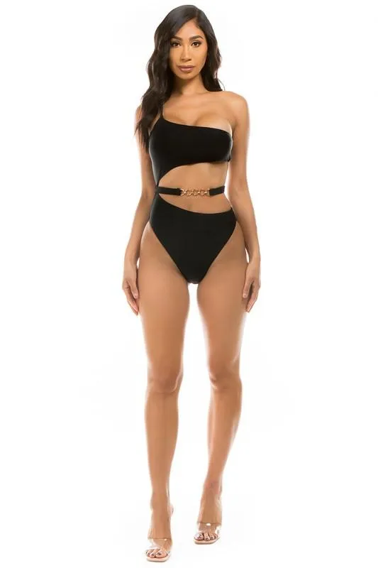 Swimwear - Chic Belt One-Piece