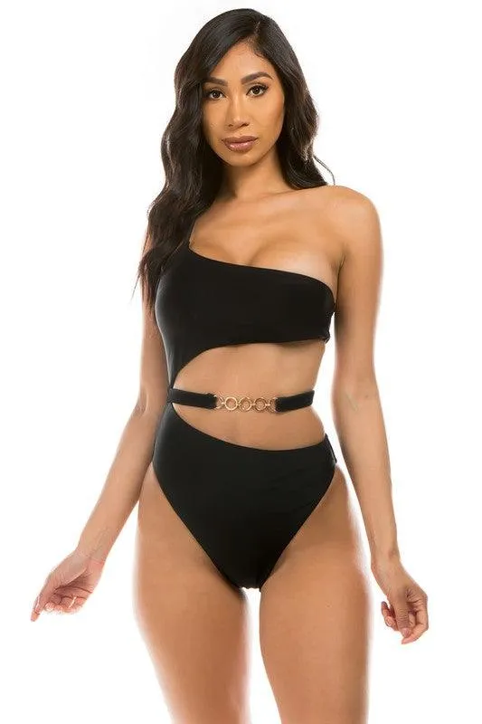 Swimwear - Chic Belt One-Piece