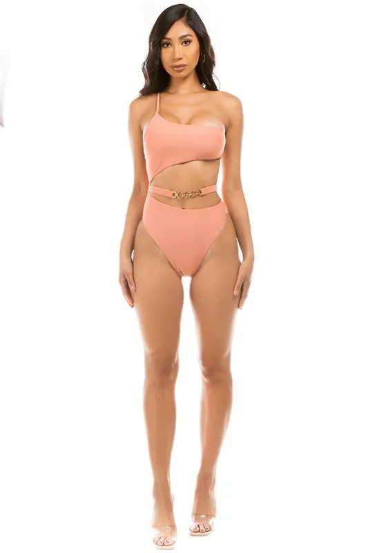 Swimwear - Chic Belt One-Piece