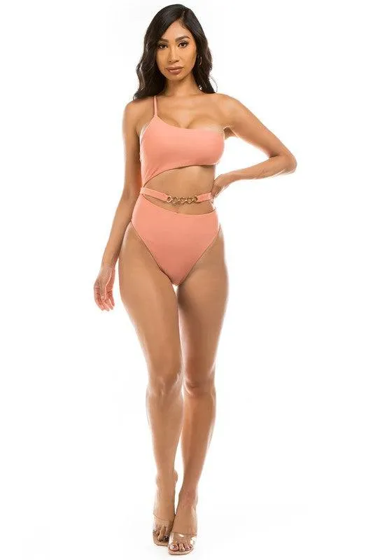 Swimwear - Chic Belt One-Piece