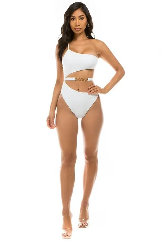 Swimwear - Chic Belt One-Piece