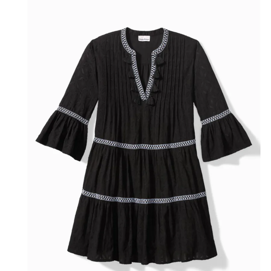 Tommy Bahama Embroidered Tier Dress SS500113 - Standalone Covers Black
