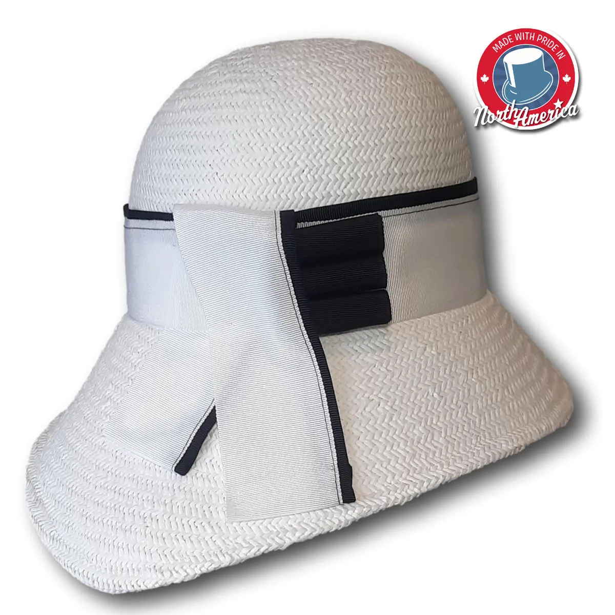 Two-Tone Rolled Grosgrain Banded Cloche