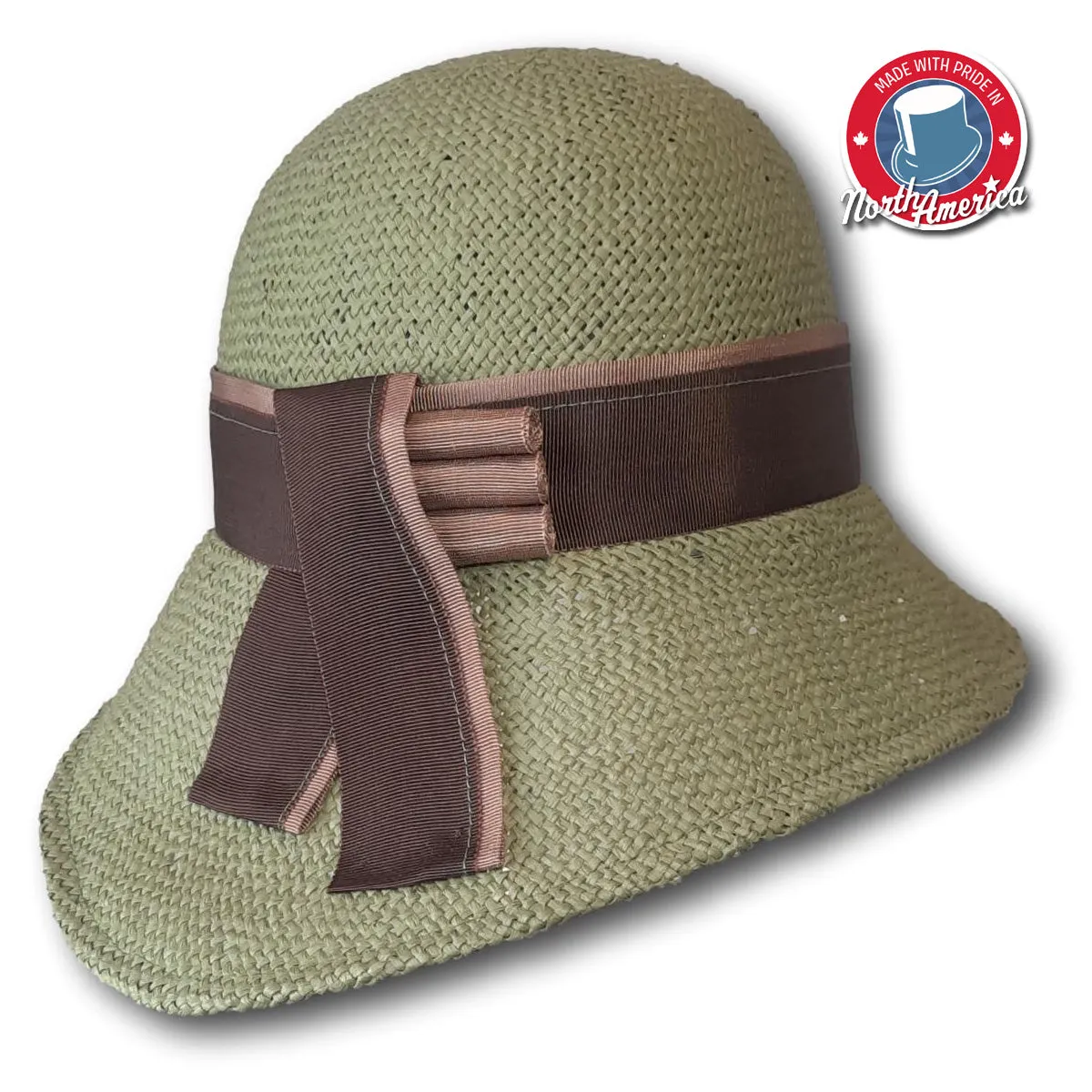 Two-Tone Rolled Grosgrain Banded Cloche