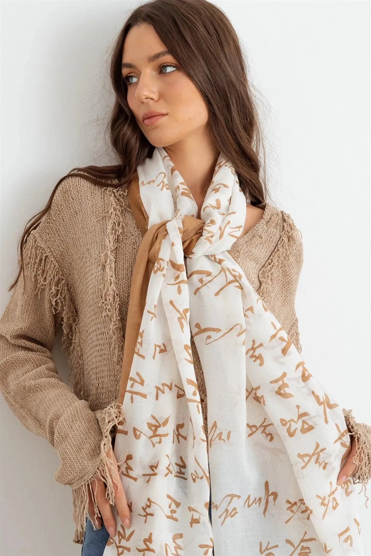 Unique Hangul Design Korean Languages Wrap Long Shawl Scarf