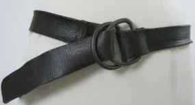 Vintage 70s leather belt D ring buckle adjustable Dark Brown