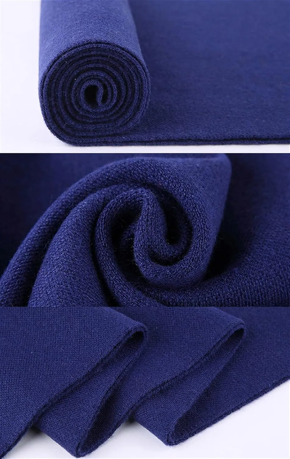 Warm Winter Solid Scarf Men Cashmere Feel Soft Long Scarves Unisex Dark Blue, 69x30 Inch