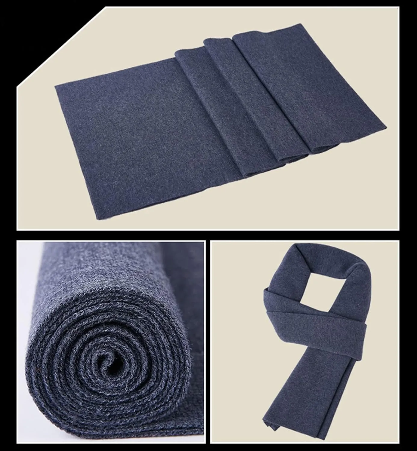 Warm Winter Solid Scarf Men Cashmere Feel Soft Long Scarves Unisex Dark Gray, 69x30 Inch