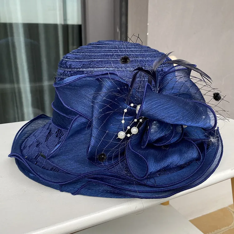 Wholesale Summer Lace Visor Elegant Pearl Flower Fisherman's Hat