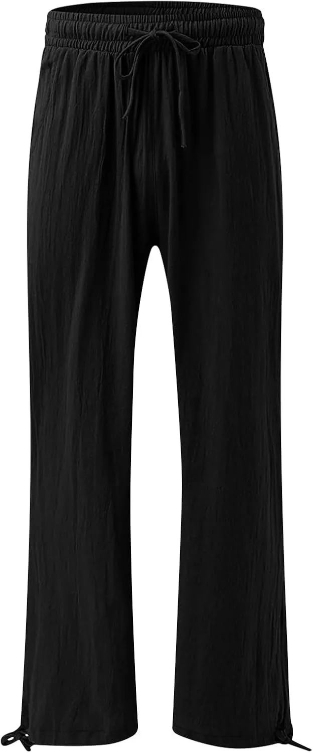 Wide Leg Pants for Women Comfy Linen Pants Light Weight Fit Summer Loose High Waist Palazzo Trousers with Pockets