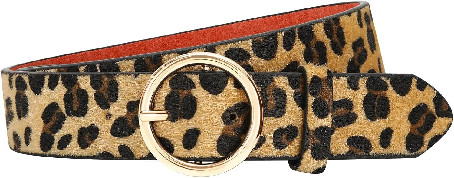 Women Leopard Print Belt Cheetah Print Belt Animal Print Fashion Leather Belt Ladies Waist Belt for Jeans Pants Dress