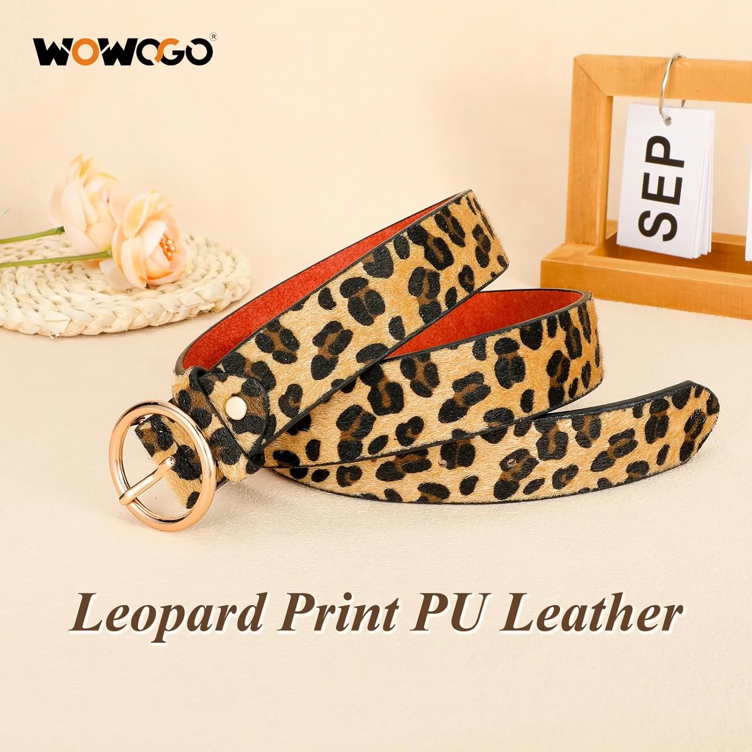 Women Leopard Print Belt Cheetah Print Belt Animal Print Fashion Leather Belt Ladies Waist Belt for Jeans Pants Dress