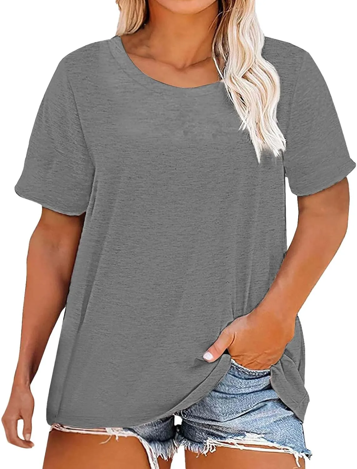 Women Short Sleeve Oversize Shirts Causal Loose Tops Summer Fashion Baggy Solid Soft Gym Clothes Beach Outfits 2025