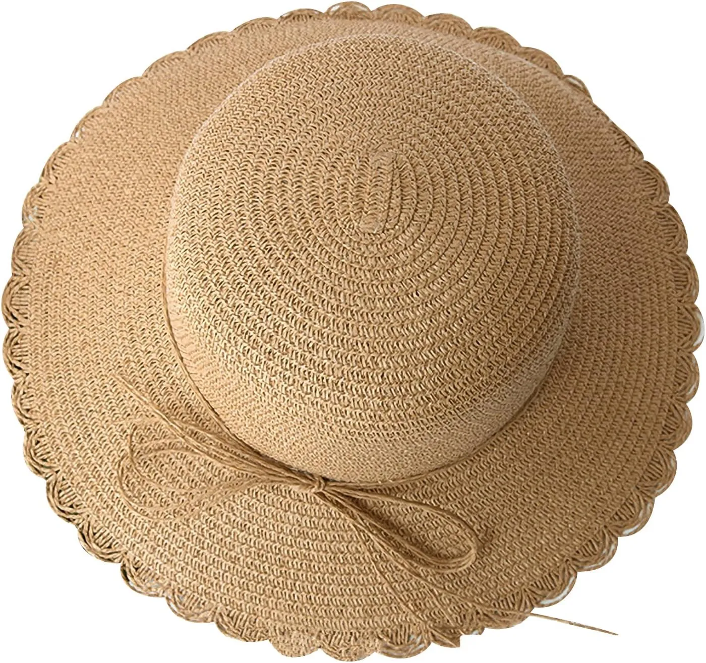 Women Wide Brim Straw Summer Hat UV Protection Sun Hat Packable Travel Bowknot Beach Hat Elegant Bucket Sun Hat