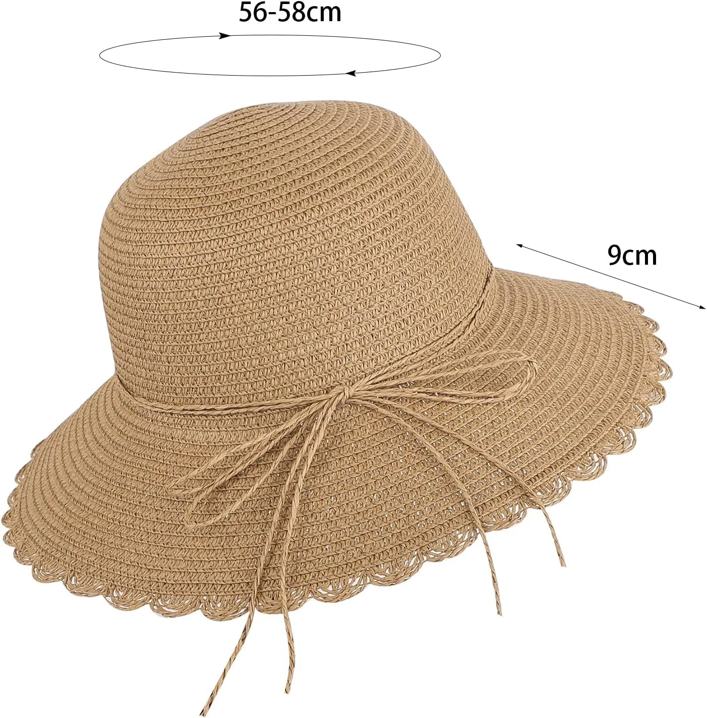 Women Wide Brim Straw Summer Hat UV Protection Sun Hat Packable Travel Bowknot Beach Hat Elegant Bucket Sun Hat