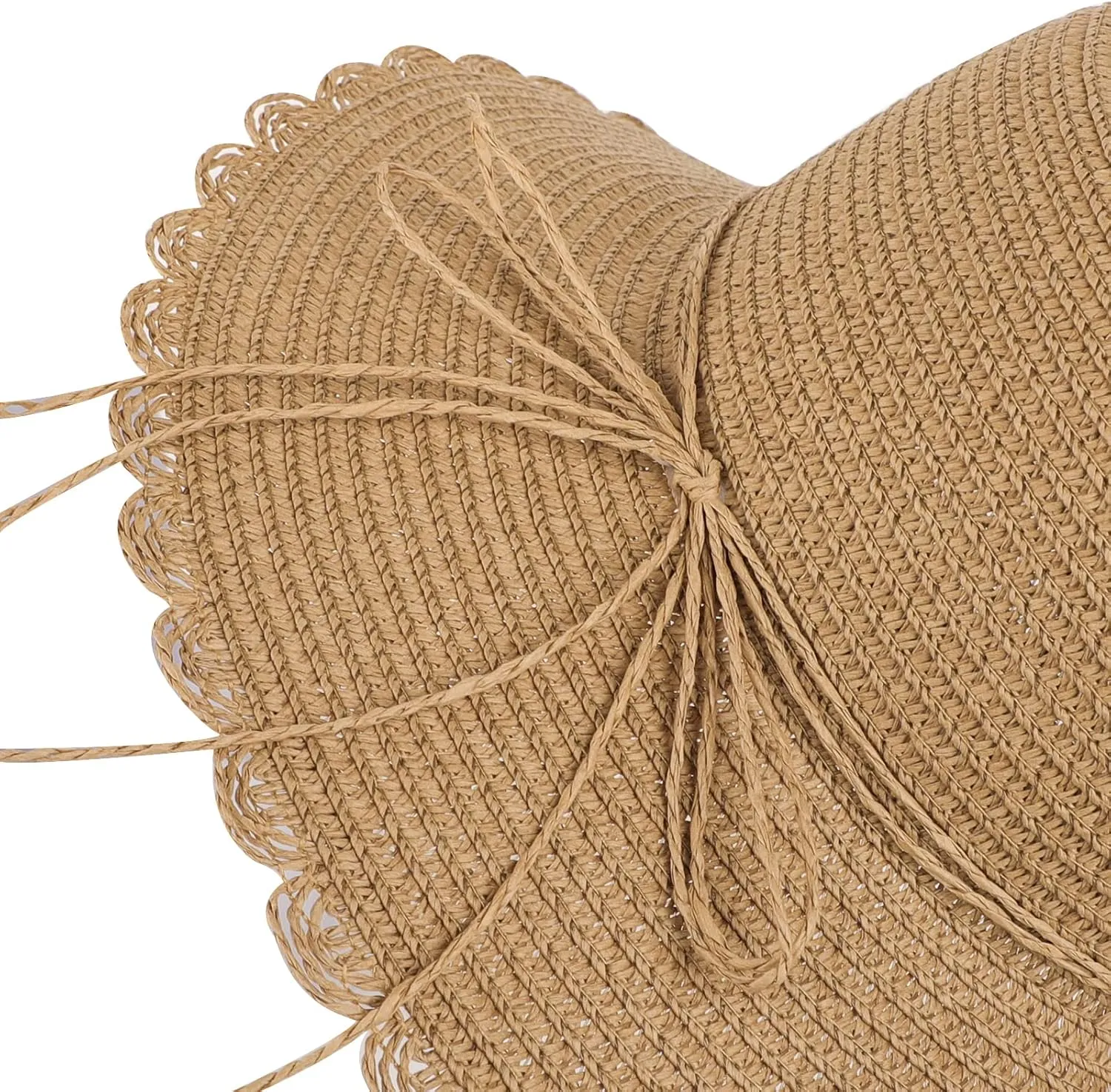 Women Wide Brim Straw Summer Hat UV Protection Sun Hat Packable Travel Bowknot Beach Hat Elegant Bucket Sun Hat