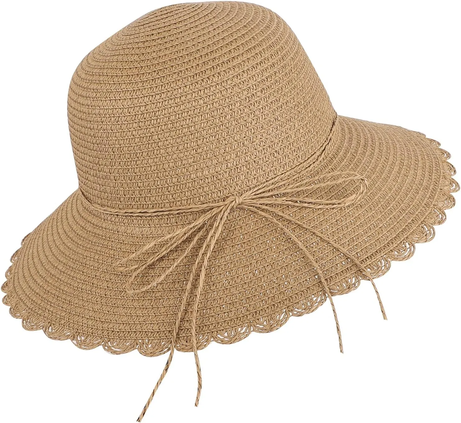 Women Wide Brim Straw Summer Hat UV Protection Sun Hat Packable Travel Bowknot Beach Hat Elegant Bucket Sun Hat