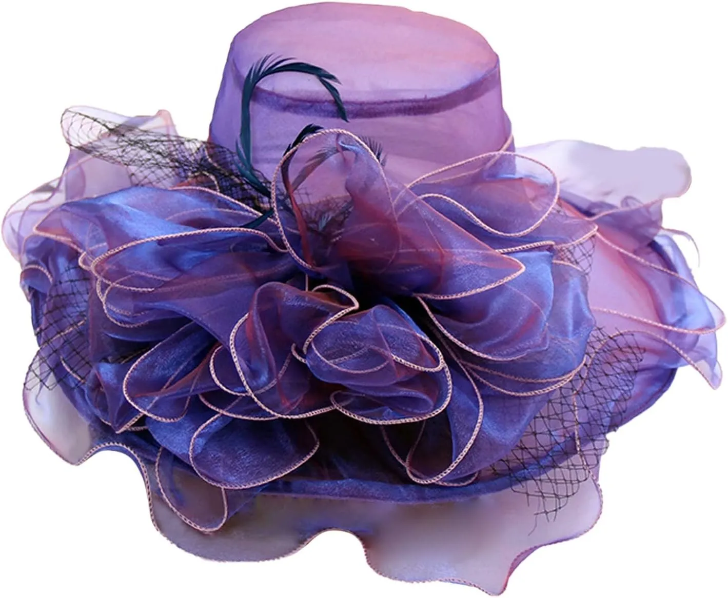 Women's Church Dress Hat Wide Brim Leaf Flower Bridal Shower Hat Summer Hats for Women