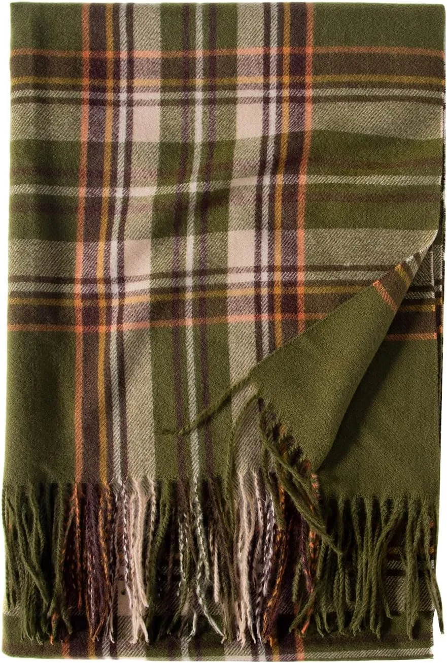 Womens Fall Winter Thermal Scarf Classic Plaid Print Tassel Soft Warm Blanket Scarves Ladie's Shawl Wraps