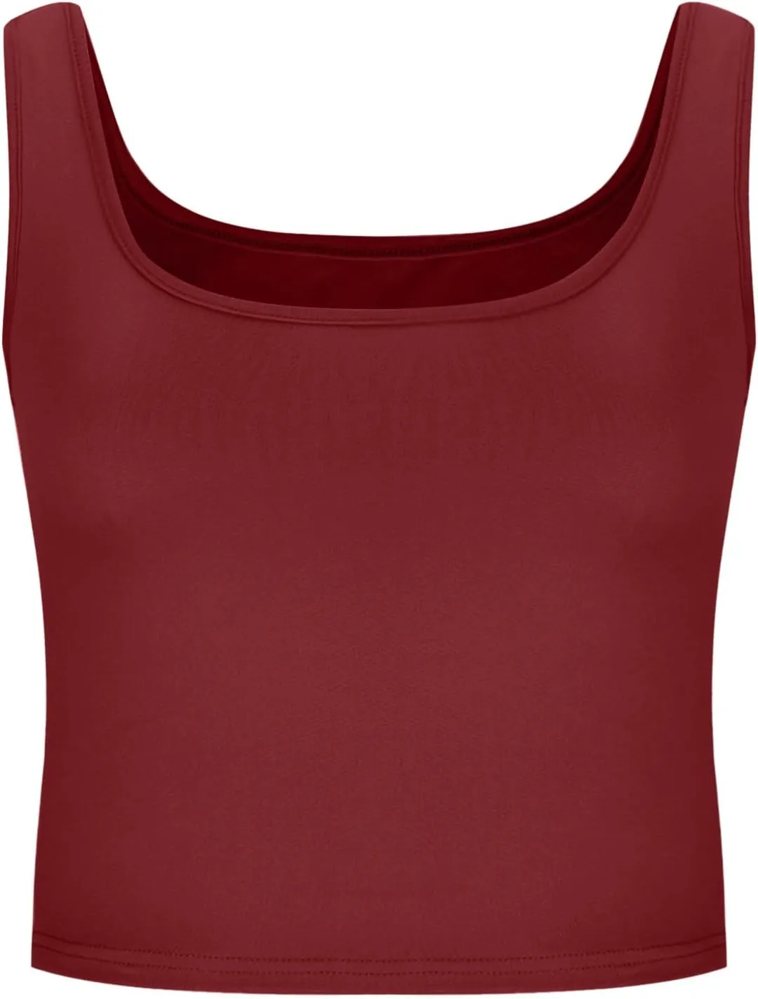 Women's Sleeveless Square Neck Sports Tank, Summer Elastic Slim Fit Athletic Workout Crop Cami Comfy Breathable Tops
